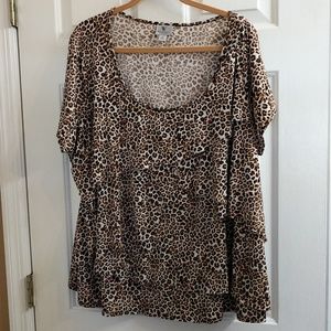 EUC Worthington animal print layered top